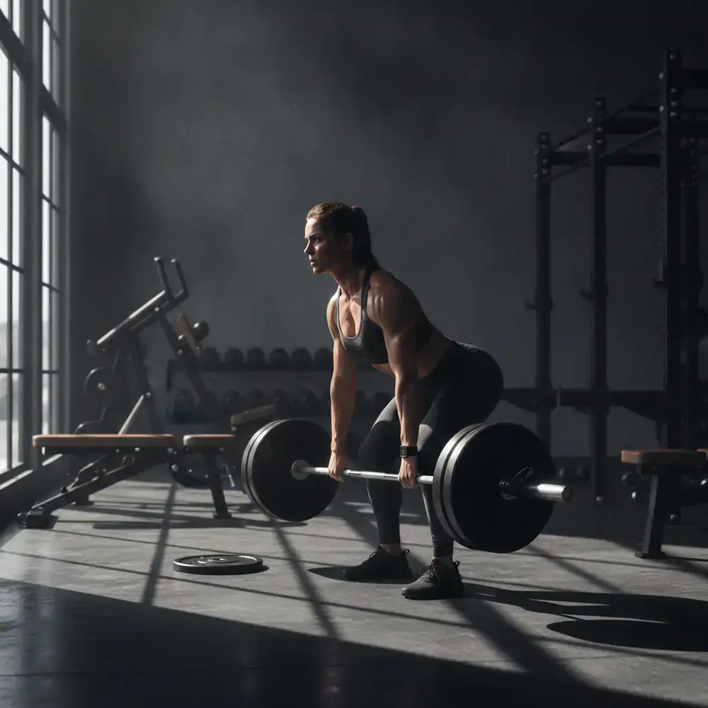 Athlete lifting heavily in a modern gym environment